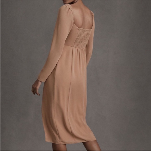 BHLDN size 4 Kayleigh Georgette dress in sienna long sleeve neutral event dress - Picture 3 of 8